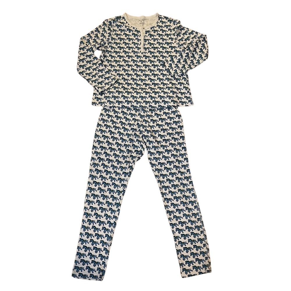 Roller Rabbit White and Blue Elephant Print Pajama Set